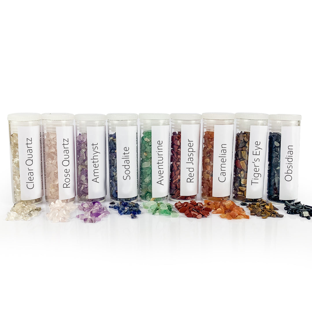 Set of 9 Tumbled Gemstone Chips (15g each) - essentoils.co.za