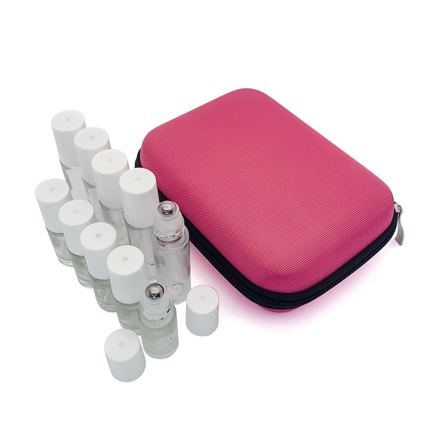 10 Bottle Carry Case with 10 Roller Bottles - Pink - essentoils.co.za