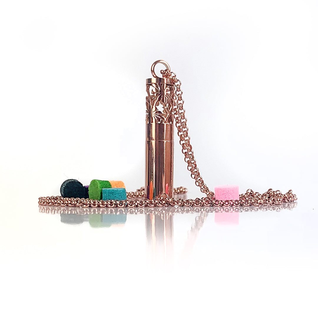 Rose Gold Tube Diffuser Pendant Necklace - essentoils.co.za