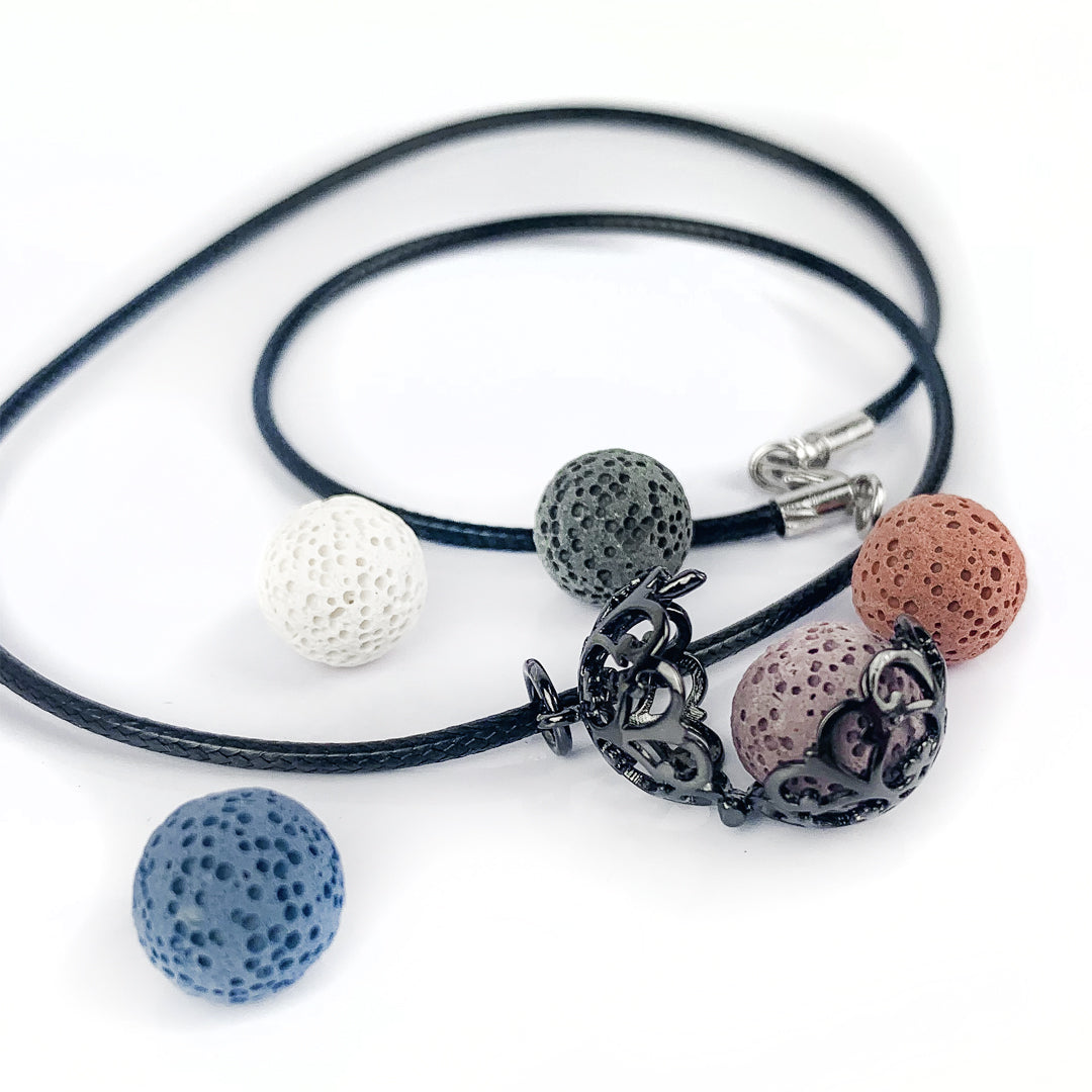 Mini Swirl Cage Pendant Necklace - Gunmetal Black - essentoils.co.za