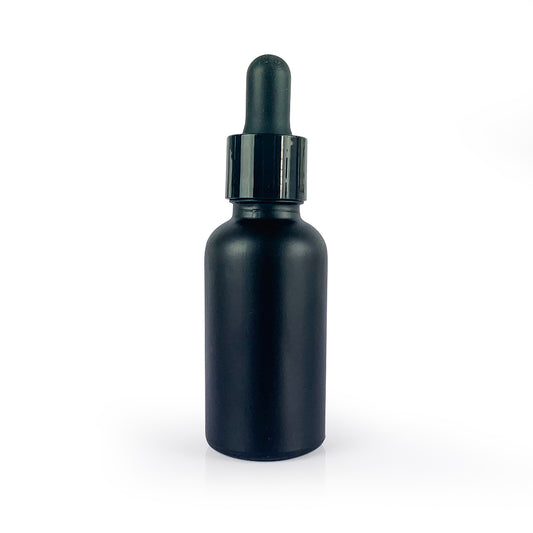 Matt Black Glass Bottle with Black Dropper - 10ml, 20ml & 30ml - 30ml - essentoils.co.za