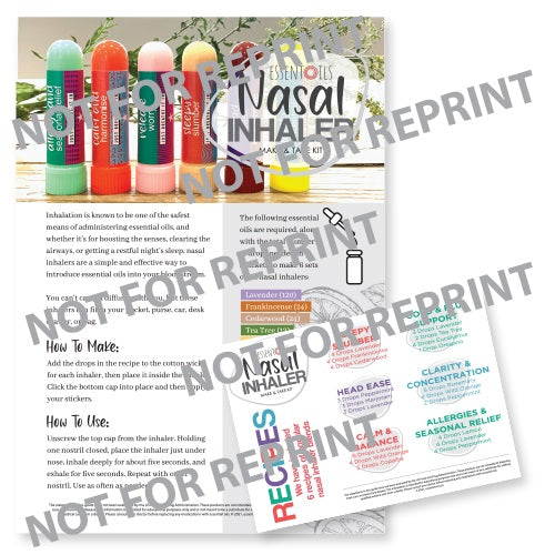 Nasal Inhaler Make & Take Kit - Instructions + 12 x recipes & 12 x sticker sets *NO plastic inhalers included - essentoils.co.za