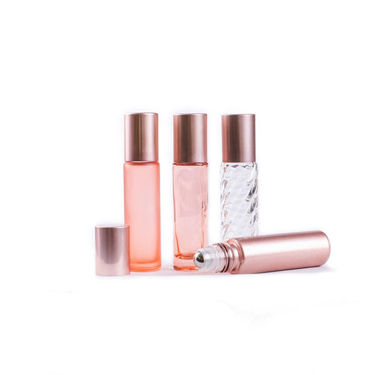 Rose Gold Glass Roller Collection - Pack of 4 - essentoils.co.za