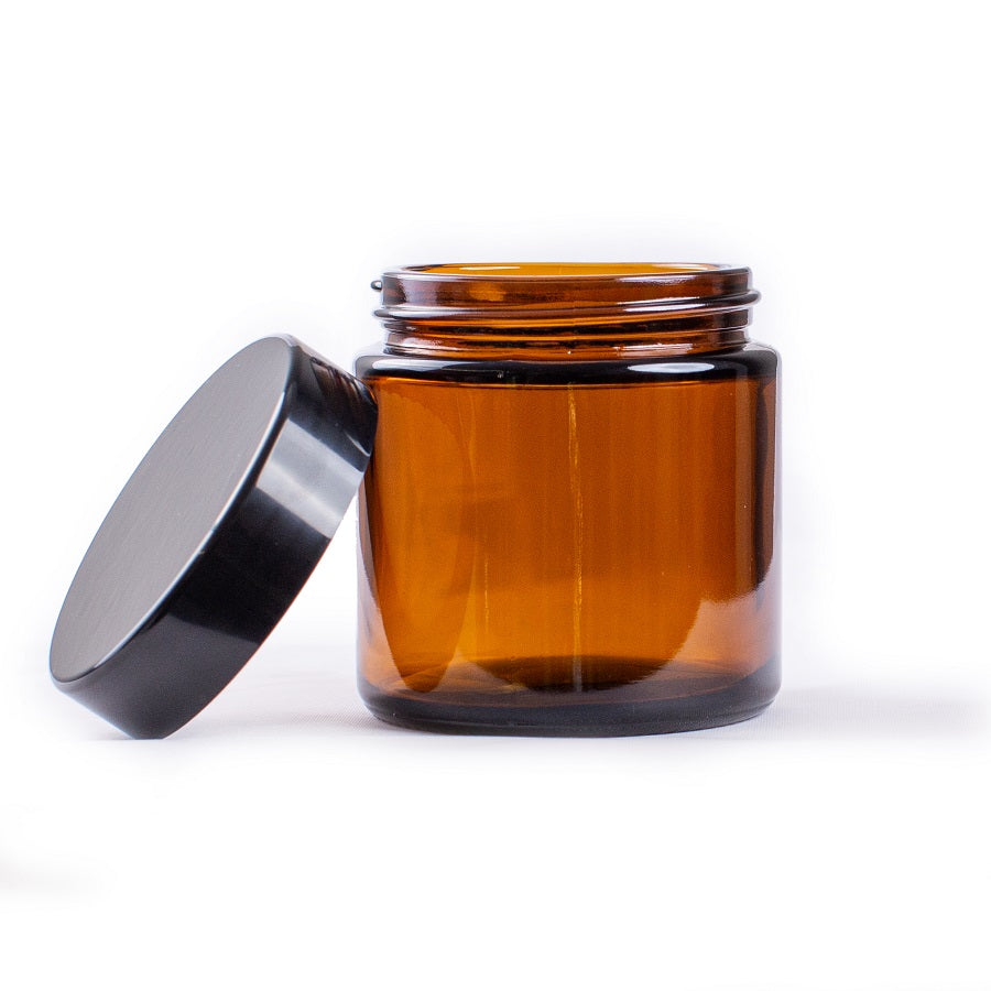 Amber Glass Jar with Black Lid - 100ml - essentoils.co.za