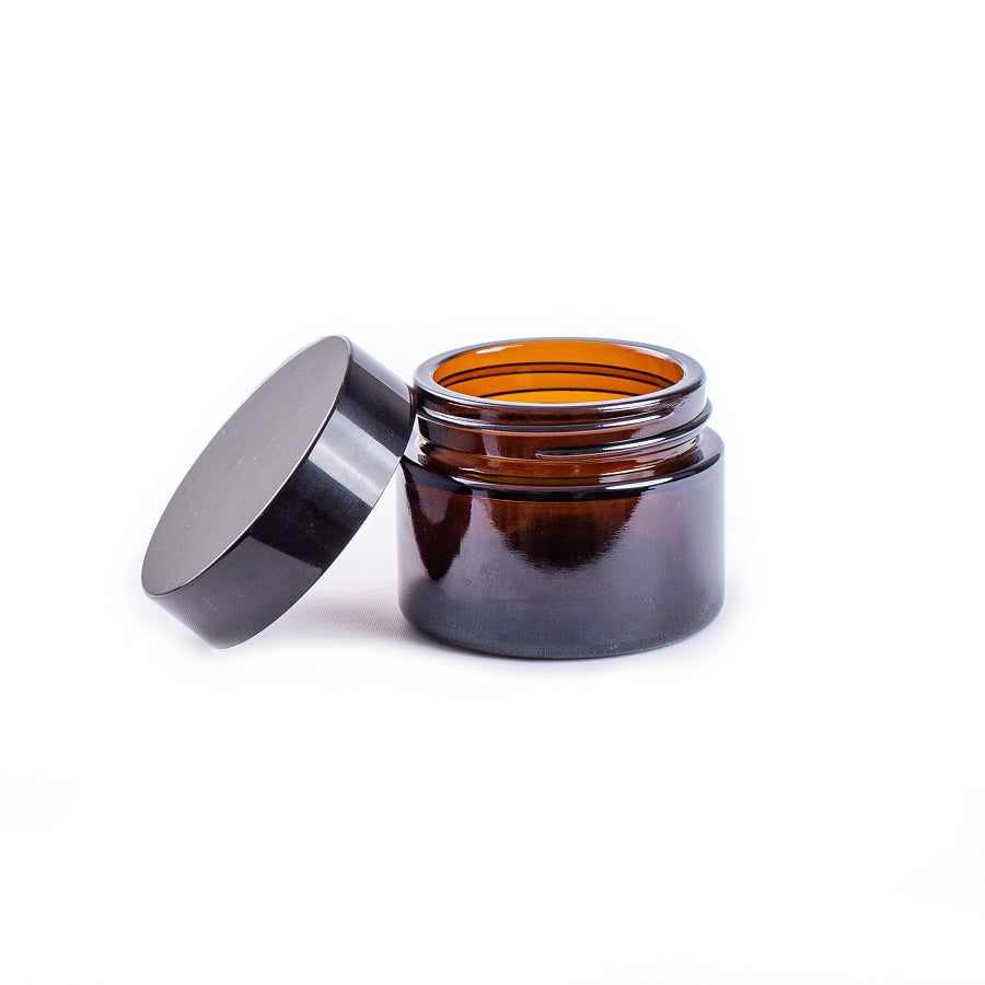 Amber Glass Jar with Black Lid - 50ml - essentoils.co.za