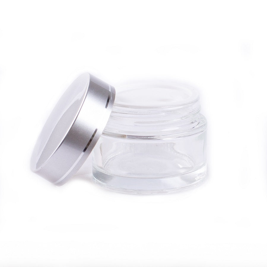 Clear Glass Jar with Silver Lid - 50ml - essentoils.co.za