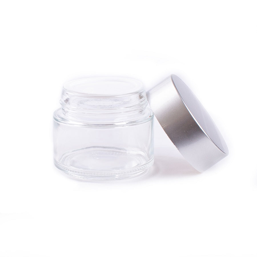 Clear Glass Jar with Silver Lid - 100ml - essentoils.co.za