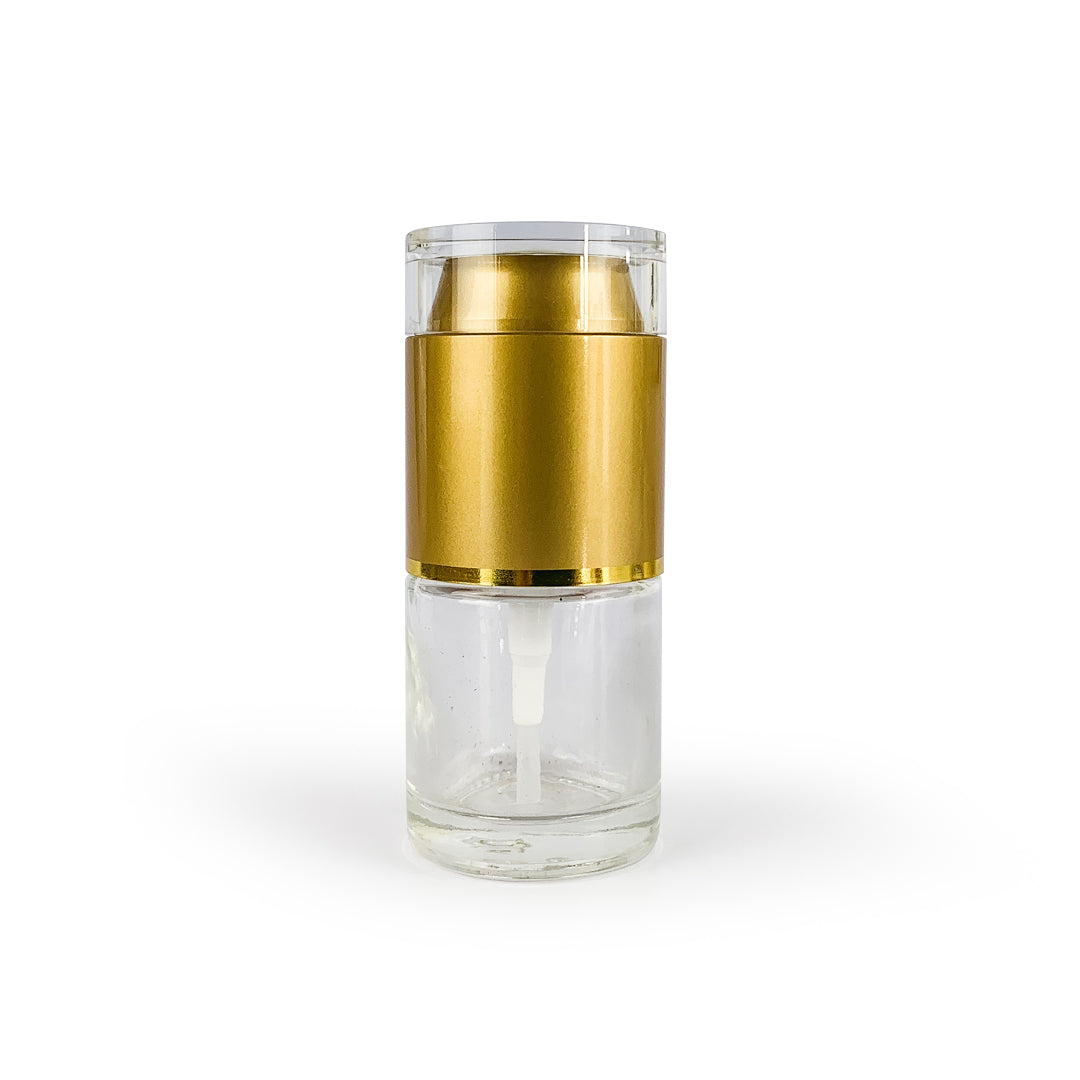 Clear Glass Serum Bottle with Gold Pump - 30ml & 60ml - essentoils.co.za