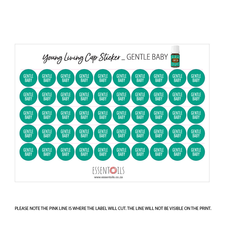 Young Living Cap Stickers - Blends - Sheets of 50 - Gentle Baby - essentoils.co.za