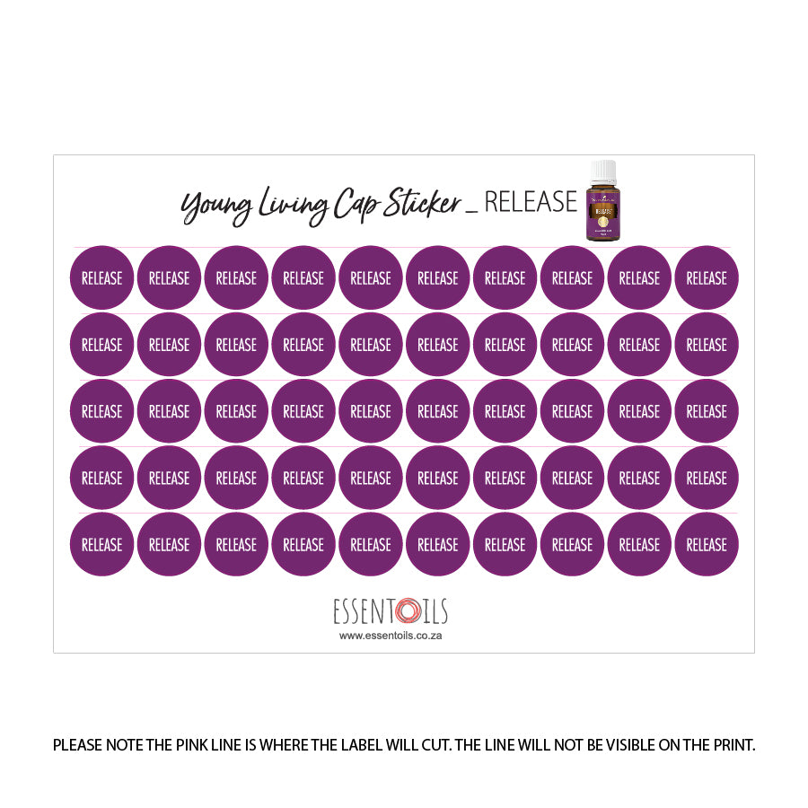 Young Living Cap Stickers - Blends - Sheets of 50 - Release - essentoils.co.za