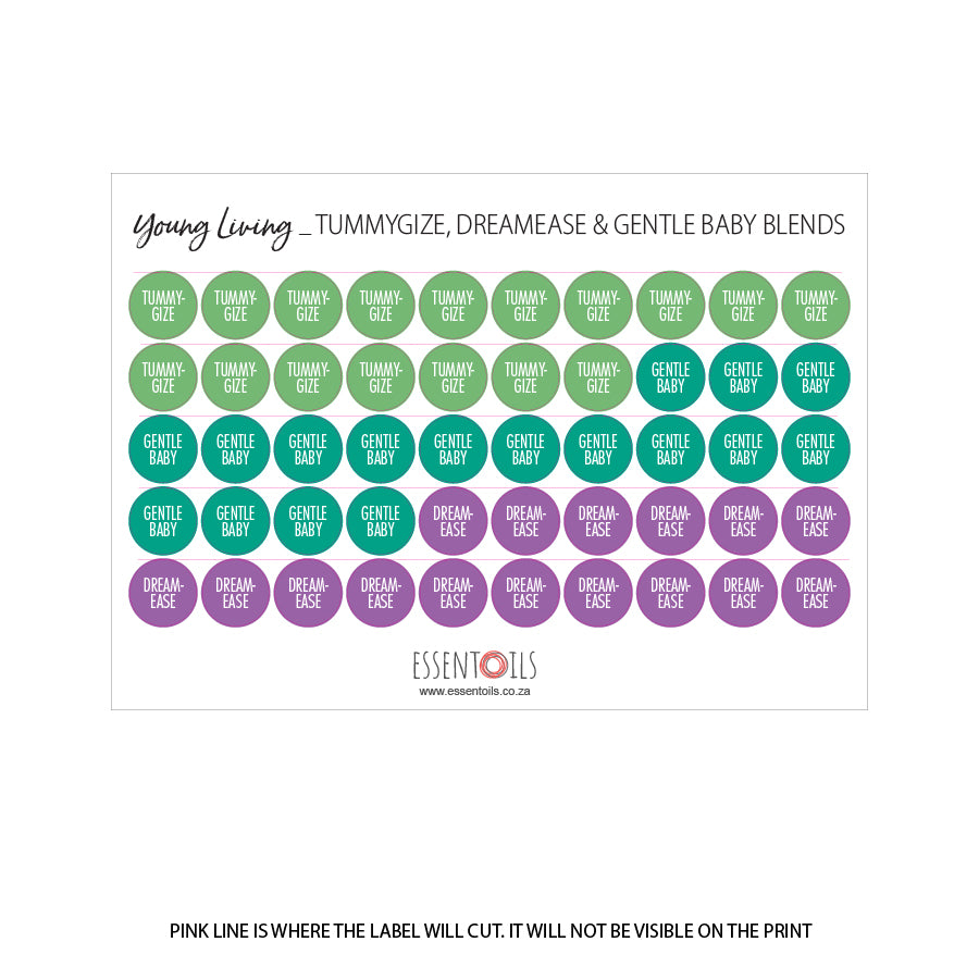 Young Living Cap Stickers - Blends - Sheets of 50 - KidScents Collection - essentoils.co.za