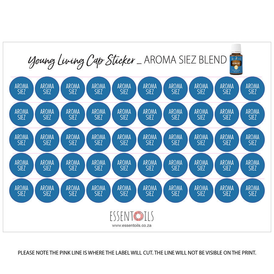 Young Living Cap Stickers - Blends - Sheets of 50 - Aroma Siez - essentoils.co.za