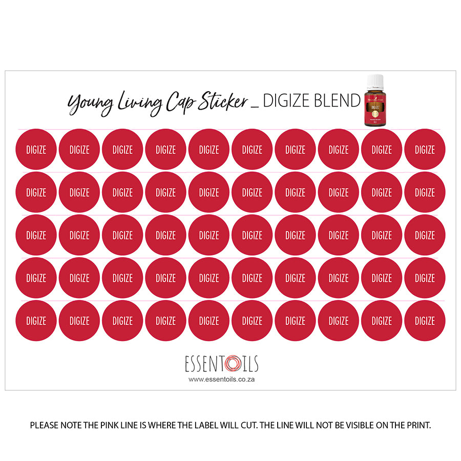Young Living Cap Stickers - Blends - Sheets of 50 - DiGize - essentoils.co.za