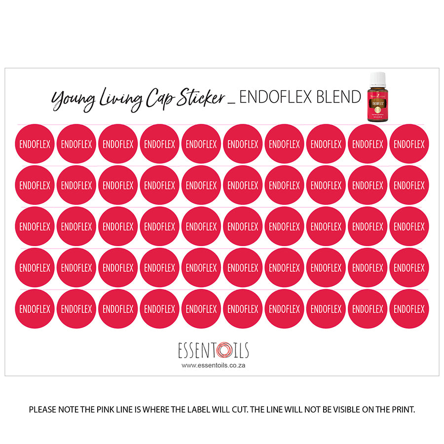 Young Living Cap Stickers - Blends - Sheets of 50 - Endoflex - essentoils.co.za