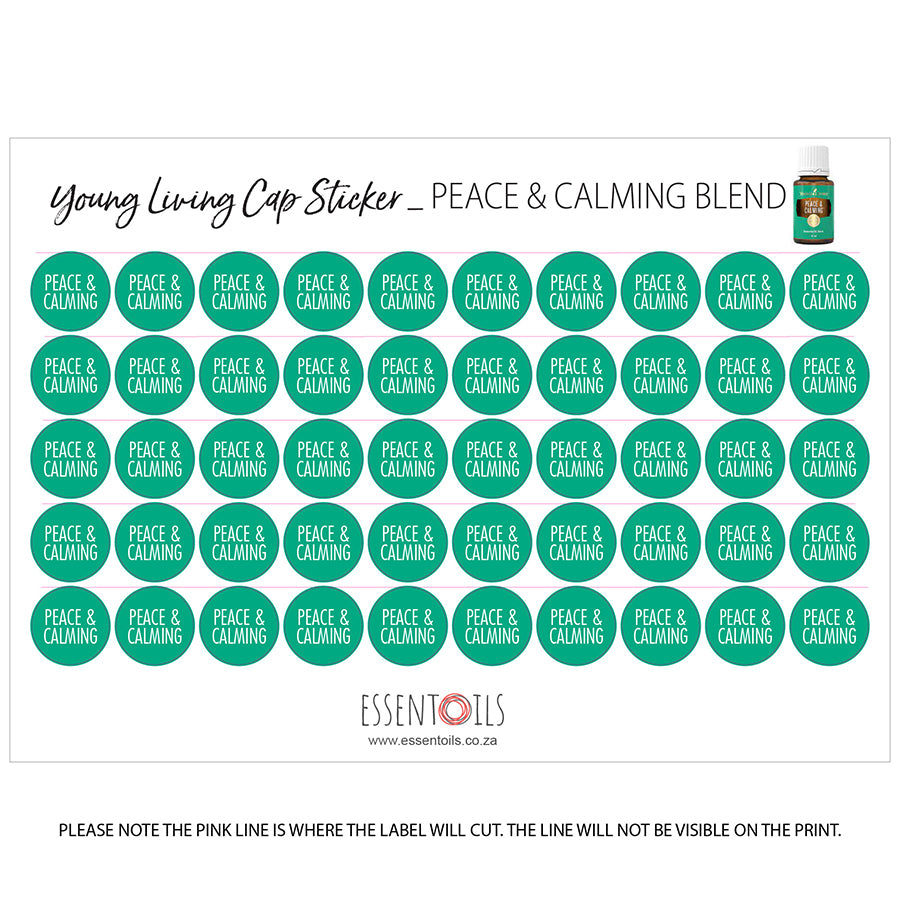Young Living Cap Stickers - Blends - Sheets of 50 - Peace & Calming - essentoils.co.za