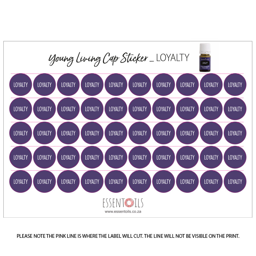 Young Living Cap Stickers - Blends - Sheets of 50 - Loyalty - essentoils.co.za