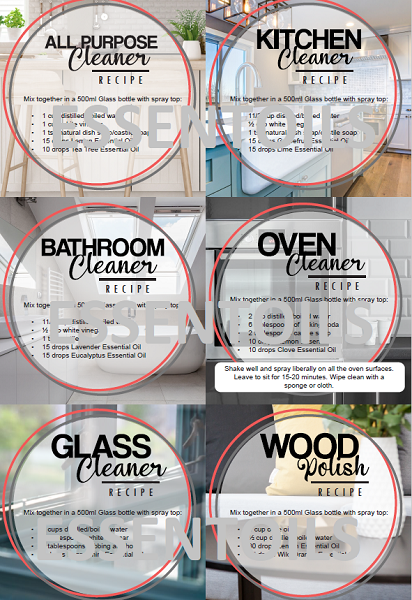 Vinyl Decal DIY Cleaning Labels with FREE Recipe Download - ENGLISH & AFRIKAANS - essentoils.co.za