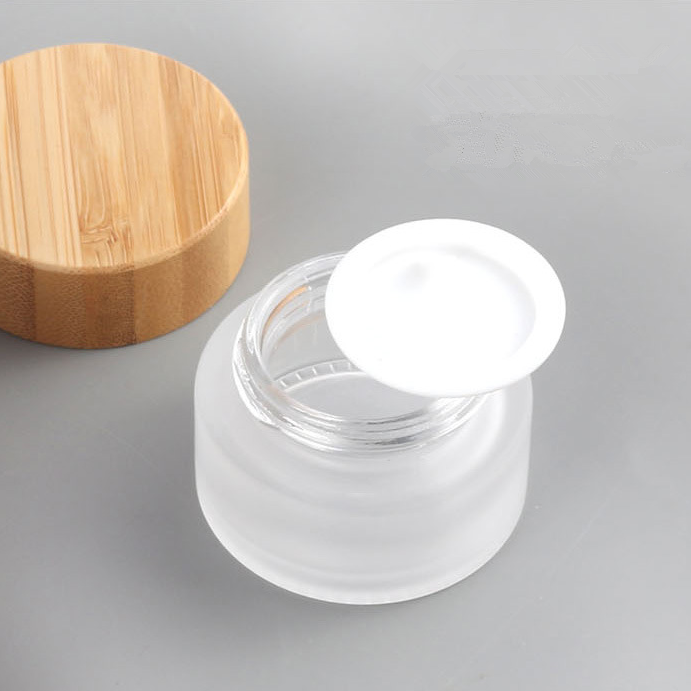 Frosted Glass Jar with Bamboo Lid - 50ml, 100ml, 200ml - essentoils.co.za