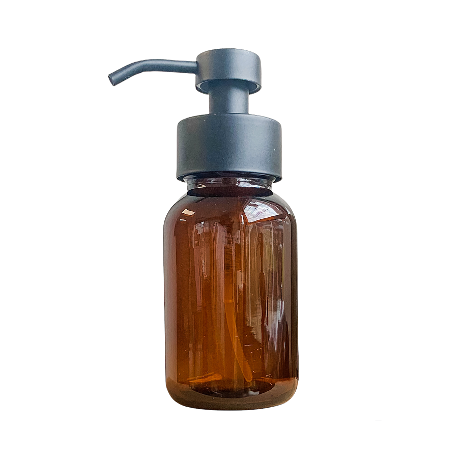 Glass Foaming Soap Dispenser with Black Metal Pump - Single Black Pump - essentoils.co.za