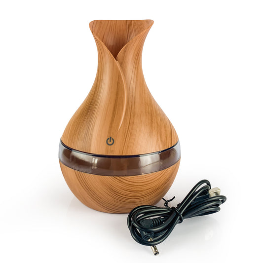 Vase Shaped USB Ultrasonic Diffuser - 300ml - Light Wood - essentoils.co.za